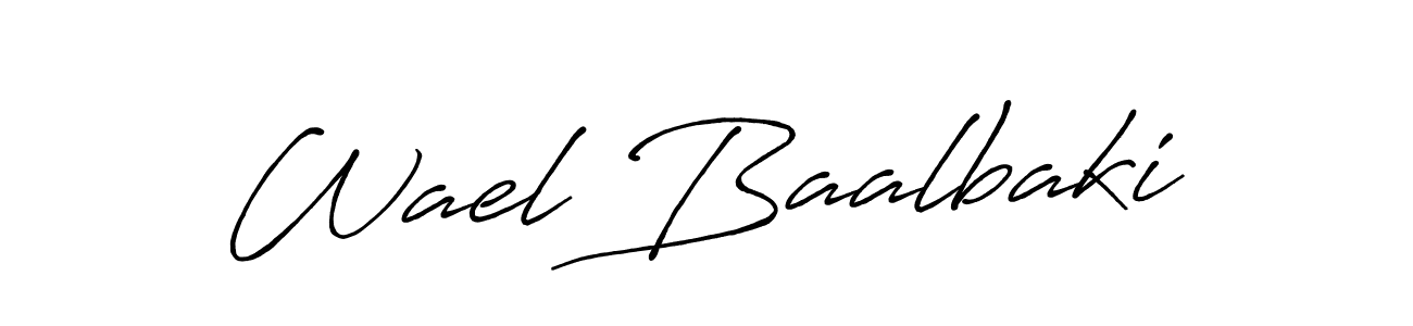 Use a signature maker to create a handwritten signature online. With this signature software, you can design (Antro_Vectra_Bolder) your own signature for name Wael Baalbaki. Wael Baalbaki signature style 7 images and pictures png