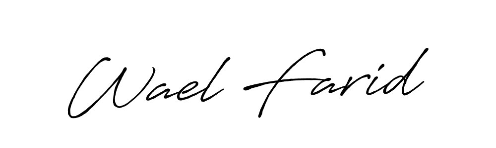 Use a signature maker to create a handwritten signature online. With this signature software, you can design (Antro_Vectra_Bolder) your own signature for name Wael Farid. Wael Farid signature style 7 images and pictures png