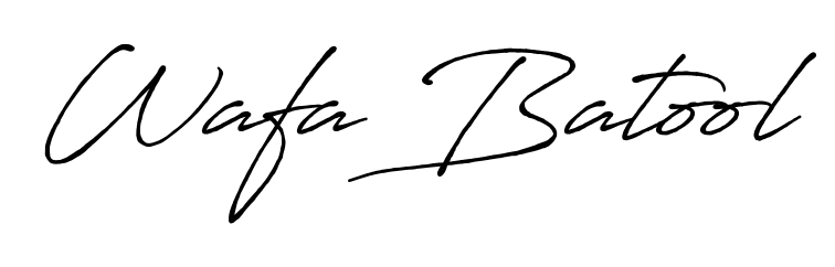 Make a beautiful signature design for name Wafa Batool. With this signature (Antro_Vectra_Bolder) style, you can create a handwritten signature for free. Wafa Batool signature style 7 images and pictures png