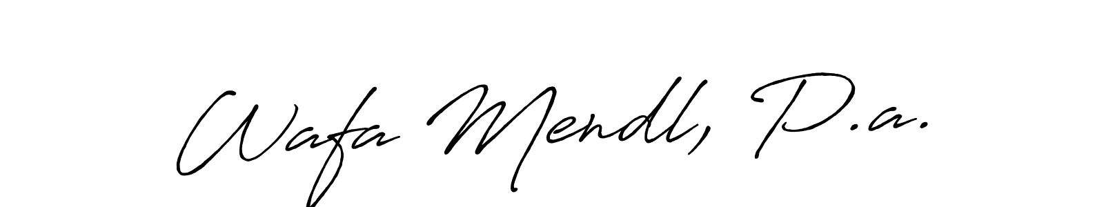 Antro_Vectra_Bolder is a professional signature style that is perfect for those who want to add a touch of class to their signature. It is also a great choice for those who want to make their signature more unique. Get Wafa Mendl, P.a. name to fancy signature for free. Wafa Mendl, P.a. signature style 7 images and pictures png