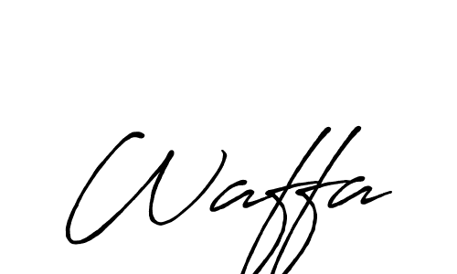 Use a signature maker to create a handwritten signature online. With this signature software, you can design (Antro_Vectra_Bolder) your own signature for name Waffa. Waffa signature style 7 images and pictures png