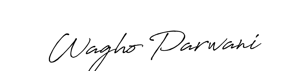 The best way (Antro_Vectra_Bolder) to make a short signature is to pick only two or three words in your name. The name Wagho Parwani include a total of six letters. For converting this name. Wagho Parwani signature style 7 images and pictures png
