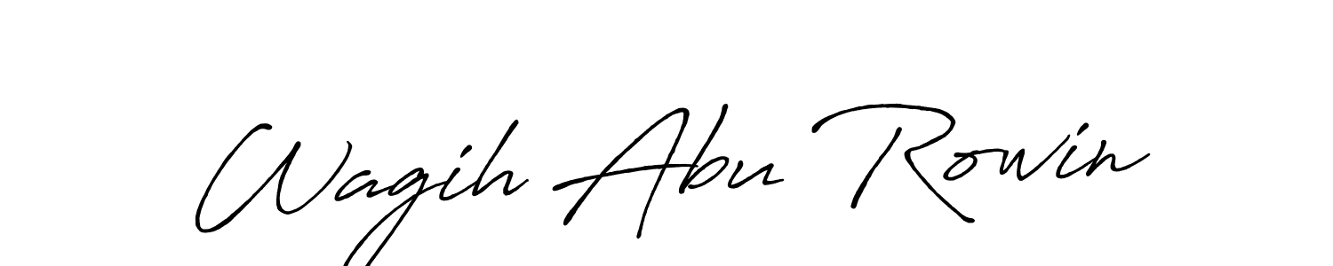 How to make Wagih Abu Rowin name signature. Use Antro_Vectra_Bolder style for creating short signs online. This is the latest handwritten sign. Wagih Abu Rowin signature style 7 images and pictures png