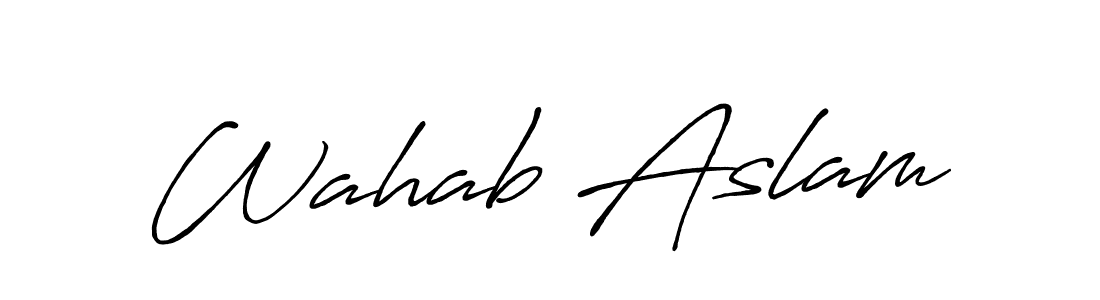 Wahab Aslam stylish signature style. Best Handwritten Sign (Antro_Vectra_Bolder) for my name. Handwritten Signature Collection Ideas for my name Wahab Aslam. Wahab Aslam signature style 7 images and pictures png