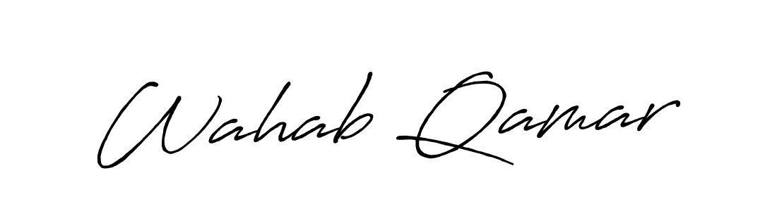 How to make Wahab Qamar name signature. Use Antro_Vectra_Bolder style for creating short signs online. This is the latest handwritten sign. Wahab Qamar signature style 7 images and pictures png