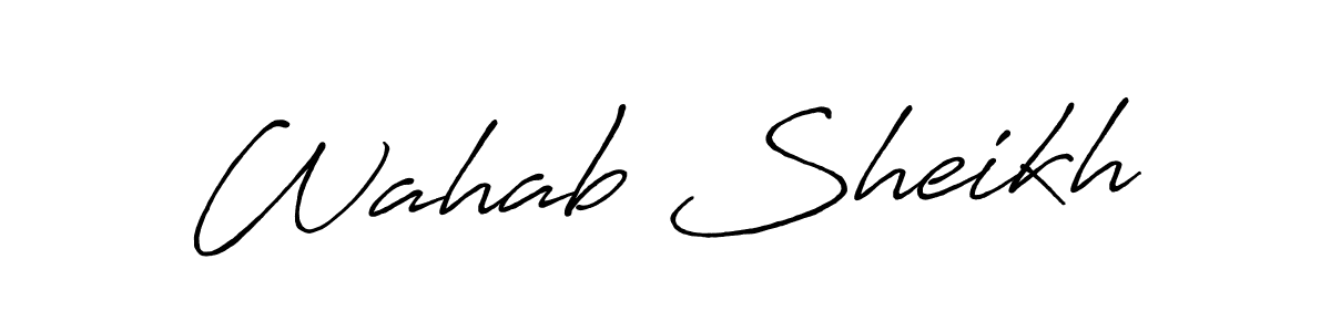 Make a beautiful signature design for name Wahab Sheikh. With this signature (Antro_Vectra_Bolder) style, you can create a handwritten signature for free. Wahab Sheikh signature style 7 images and pictures png