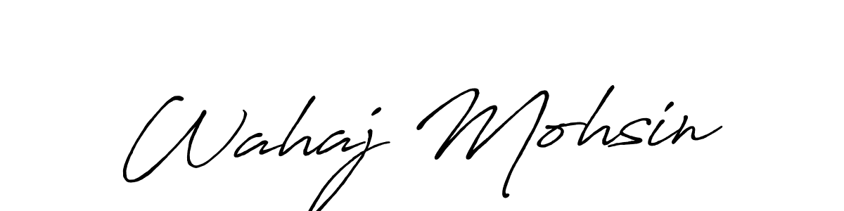 Use a signature maker to create a handwritten signature online. With this signature software, you can design (Antro_Vectra_Bolder) your own signature for name Wahaj Mohsin. Wahaj Mohsin signature style 7 images and pictures png