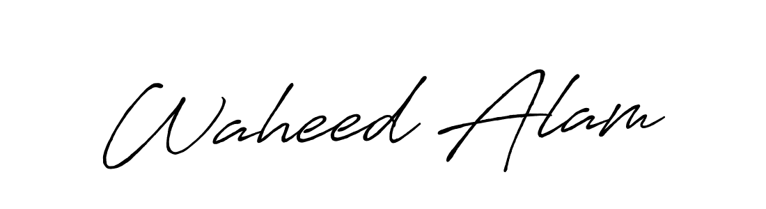 Use a signature maker to create a handwritten signature online. With this signature software, you can design (Antro_Vectra_Bolder) your own signature for name Waheed Alam. Waheed Alam signature style 7 images and pictures png