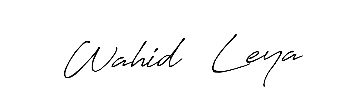How to make Wahid   Leya name signature. Use Antro_Vectra_Bolder style for creating short signs online. This is the latest handwritten sign. Wahid   Leya signature style 7 images and pictures png
