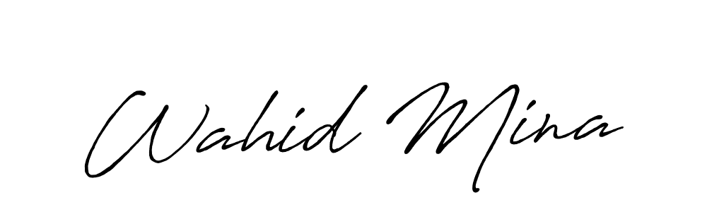 How to make Wahid Mina name signature. Use Antro_Vectra_Bolder style for creating short signs online. This is the latest handwritten sign. Wahid Mina signature style 7 images and pictures png