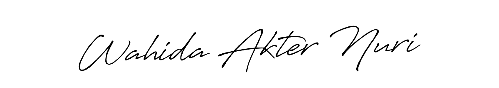 Create a beautiful signature design for name Wahida Akter Nuri. With this signature (Antro_Vectra_Bolder) fonts, you can make a handwritten signature for free. Wahida Akter Nuri signature style 7 images and pictures png