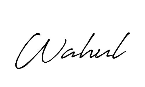Use a signature maker to create a handwritten signature online. With this signature software, you can design (Antro_Vectra_Bolder) your own signature for name Wahul. Wahul signature style 7 images and pictures png