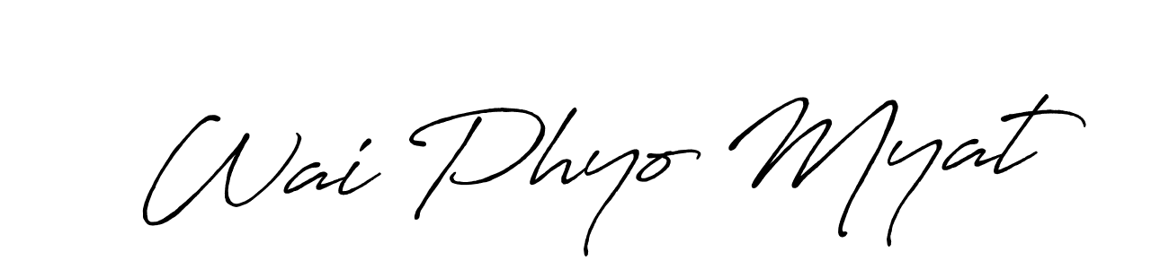 How to make Wai Phyo Myat name signature. Use Antro_Vectra_Bolder style for creating short signs online. This is the latest handwritten sign. Wai Phyo Myat signature style 7 images and pictures png