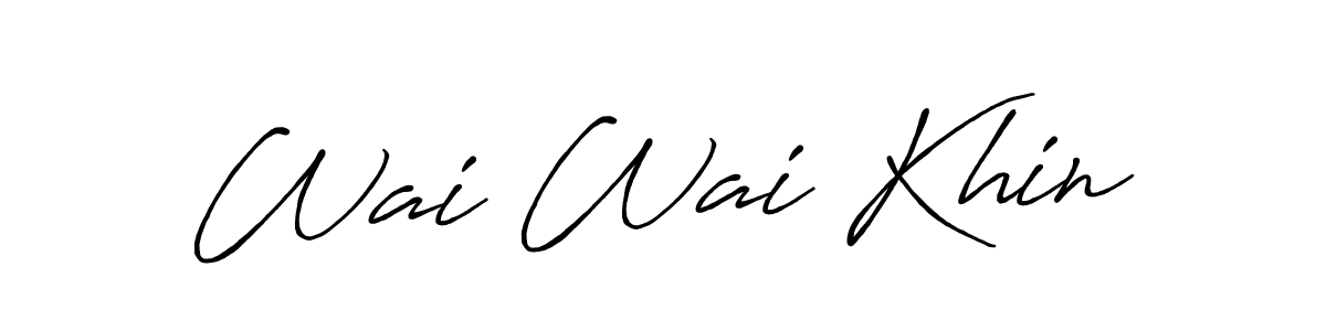 The best way (Antro_Vectra_Bolder) to make a short signature is to pick only two or three words in your name. The name Wai Wai Khin include a total of six letters. For converting this name. Wai Wai Khin signature style 7 images and pictures png