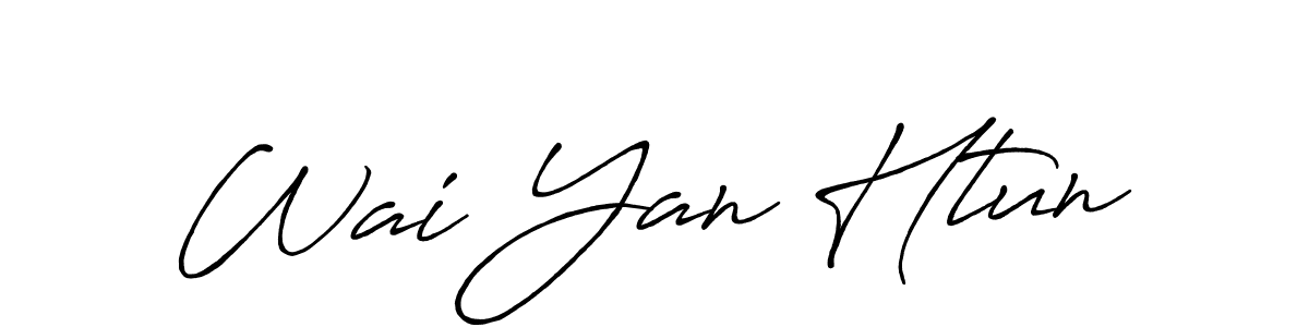 The best way (Antro_Vectra_Bolder) to make a short signature is to pick only two or three words in your name. The name Wai Yan Htun include a total of six letters. For converting this name. Wai Yan Htun signature style 7 images and pictures png