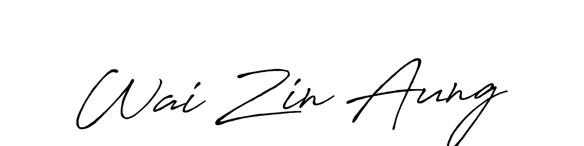 Make a beautiful signature design for name Wai Zin Aung. With this signature (Antro_Vectra_Bolder) style, you can create a handwritten signature for free. Wai Zin Aung signature style 7 images and pictures png
