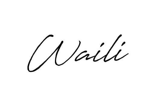 Waili stylish signature style. Best Handwritten Sign (Antro_Vectra_Bolder) for my name. Handwritten Signature Collection Ideas for my name Waili. Waili signature style 7 images and pictures png