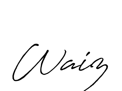 How to make Waiz signature? Antro_Vectra_Bolder is a professional autograph style. Create handwritten signature for Waiz name. Waiz signature style 7 images and pictures png