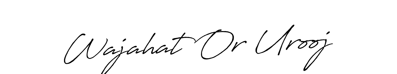 This is the best signature style for the Wajahat Or Urooj name. Also you like these signature font (Antro_Vectra_Bolder). Mix name signature. Wajahat Or Urooj signature style 7 images and pictures png