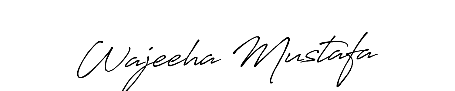 Make a beautiful signature design for name Wajeeha Mustafa. With this signature (Antro_Vectra_Bolder) style, you can create a handwritten signature for free. Wajeeha Mustafa signature style 7 images and pictures png