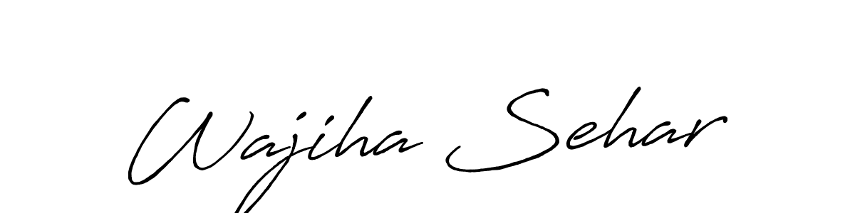 The best way (Antro_Vectra_Bolder) to make a short signature is to pick only two or three words in your name. The name Wajiha Sehar include a total of six letters. For converting this name. Wajiha Sehar signature style 7 images and pictures png