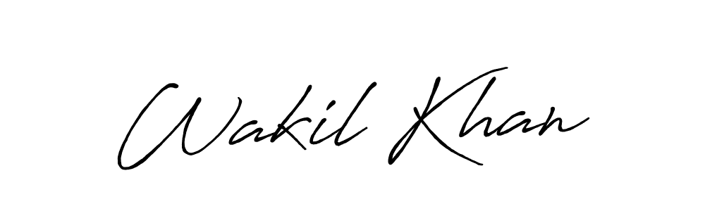 Make a beautiful signature design for name Wakil Khan. With this signature (Antro_Vectra_Bolder) style, you can create a handwritten signature for free. Wakil Khan signature style 7 images and pictures png