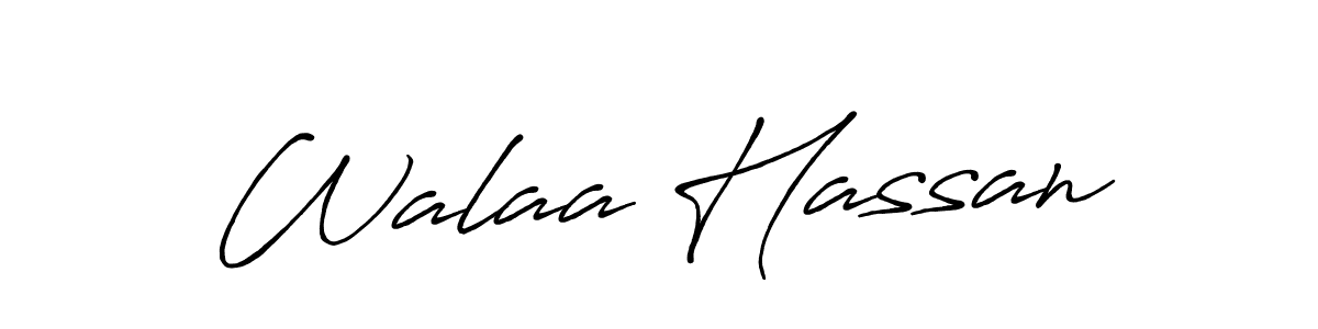 Make a beautiful signature design for name Walaa Hassan. With this signature (Antro_Vectra_Bolder) style, you can create a handwritten signature for free. Walaa Hassan signature style 7 images and pictures png