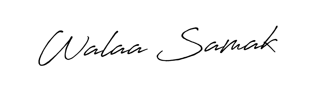 Make a beautiful signature design for name Walaa Samak. With this signature (Antro_Vectra_Bolder) style, you can create a handwritten signature for free. Walaa Samak signature style 7 images and pictures png