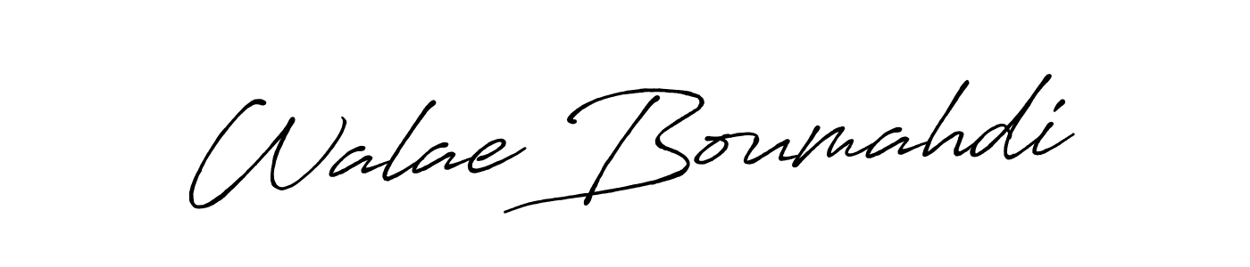 Create a beautiful signature design for name Walae Boumahdi. With this signature (Antro_Vectra_Bolder) fonts, you can make a handwritten signature for free. Walae Boumahdi signature style 7 images and pictures png