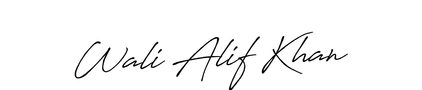 How to make Wali Alif Khan name signature. Use Antro_Vectra_Bolder style for creating short signs online. This is the latest handwritten sign. Wali Alif Khan signature style 7 images and pictures png