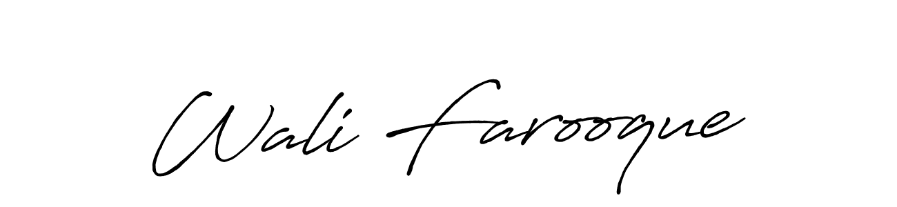 Use a signature maker to create a handwritten signature online. With this signature software, you can design (Antro_Vectra_Bolder) your own signature for name Wali Farooque. Wali Farooque signature style 7 images and pictures png