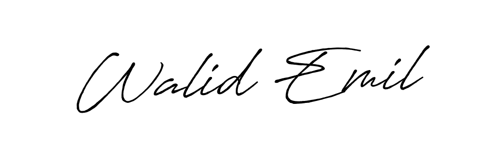 How to make Walid Emil name signature. Use Antro_Vectra_Bolder style for creating short signs online. This is the latest handwritten sign. Walid Emil signature style 7 images and pictures png