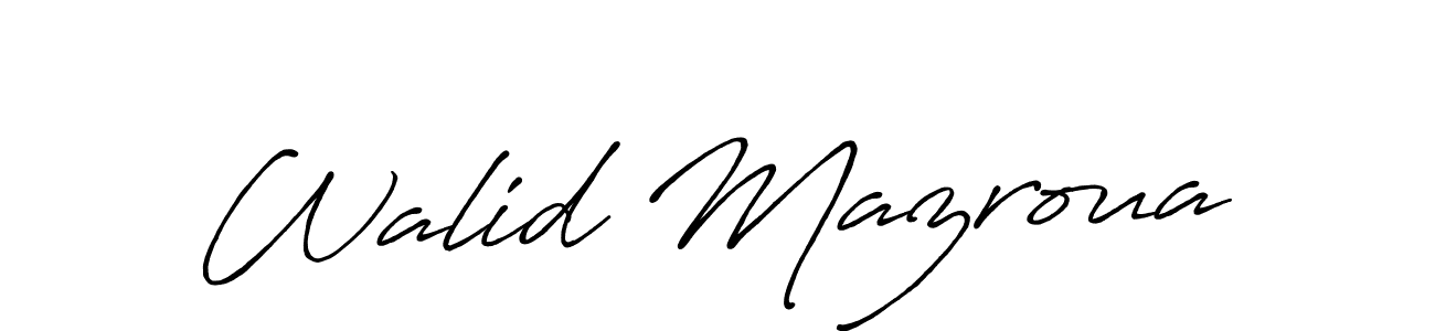 How to make Walid Mazroua signature? Antro_Vectra_Bolder is a professional autograph style. Create handwritten signature for Walid Mazroua name. Walid Mazroua signature style 7 images and pictures png