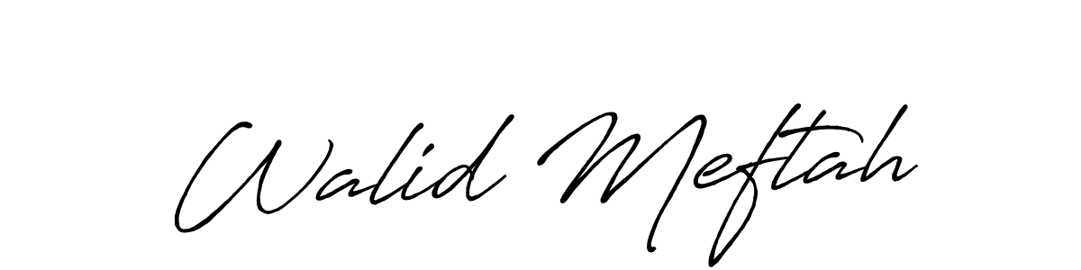 Design your own signature with our free online signature maker. With this signature software, you can create a handwritten (Antro_Vectra_Bolder) signature for name Walid Meftah. Walid Meftah signature style 7 images and pictures png