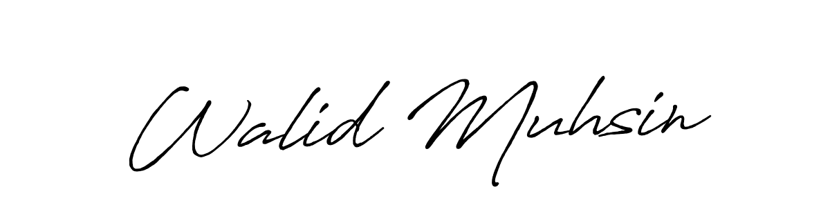 if you are searching for the best signature style for your name Walid Muhsin. so please give up your signature search. here we have designed multiple signature styles  using Antro_Vectra_Bolder. Walid Muhsin signature style 7 images and pictures png