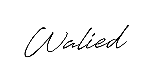 Use a signature maker to create a handwritten signature online. With this signature software, you can design (Antro_Vectra_Bolder) your own signature for name Walied. Walied signature style 7 images and pictures png