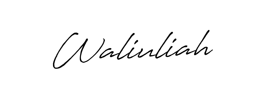 You should practise on your own different ways (Antro_Vectra_Bolder) to write your name (Waliuliah) in signature. don't let someone else do it for you. Waliuliah signature style 7 images and pictures png