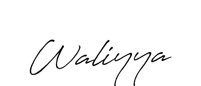 How to make Waliyya name signature. Use Antro_Vectra_Bolder style for creating short signs online. This is the latest handwritten sign. Waliyya signature style 7 images and pictures png