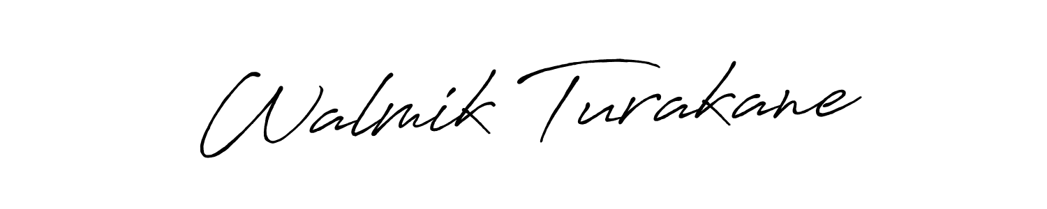 How to make Walmik Turakane name signature. Use Antro_Vectra_Bolder style for creating short signs online. This is the latest handwritten sign. Walmik Turakane signature style 7 images and pictures png