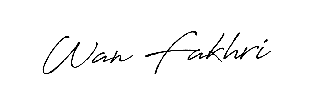 How to make Wan Fakhri signature? Antro_Vectra_Bolder is a professional autograph style. Create handwritten signature for Wan Fakhri name. Wan Fakhri signature style 7 images and pictures png