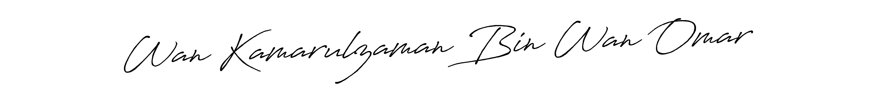 Antro_Vectra_Bolder is a professional signature style that is perfect for those who want to add a touch of class to their signature. It is also a great choice for those who want to make their signature more unique. Get Wan Kamarulzaman Bin Wan Omar name to fancy signature for free. Wan Kamarulzaman Bin Wan Omar signature style 7 images and pictures png