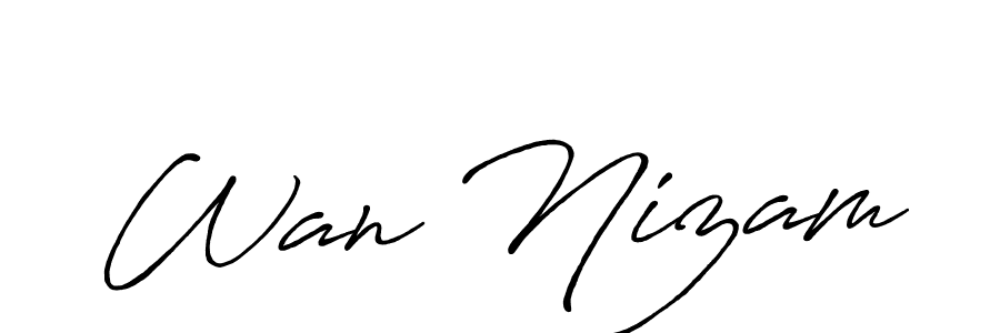 How to make Wan Nizam signature? Antro_Vectra_Bolder is a professional autograph style. Create handwritten signature for Wan Nizam name. Wan Nizam signature style 7 images and pictures png