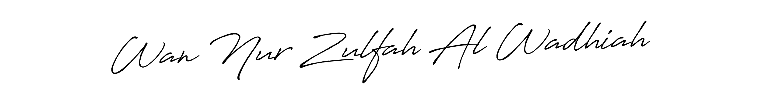 This is the best signature style for the Wan Nur Zulfah Al Wadhiah name. Also you like these signature font (Antro_Vectra_Bolder). Mix name signature. Wan Nur Zulfah Al Wadhiah signature style 7 images and pictures png