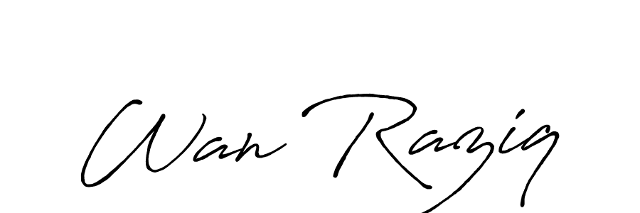 Use a signature maker to create a handwritten signature online. With this signature software, you can design (Antro_Vectra_Bolder) your own signature for name Wan Raziq. Wan Raziq signature style 7 images and pictures png