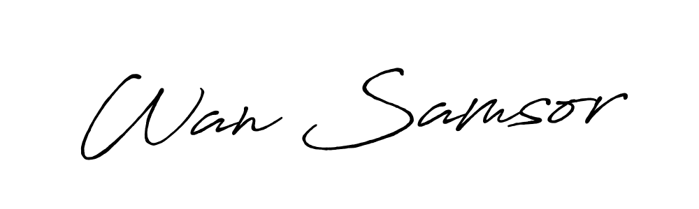 if you are searching for the best signature style for your name Wan Samsor. so please give up your signature search. here we have designed multiple signature styles  using Antro_Vectra_Bolder. Wan Samsor signature style 7 images and pictures png