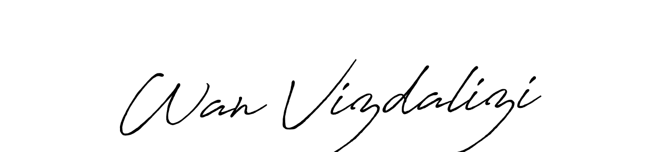 Similarly Antro_Vectra_Bolder is the best handwritten signature design. Signature creator online .You can use it as an online autograph creator for name Wan Vizdalizi. Wan Vizdalizi signature style 7 images and pictures png