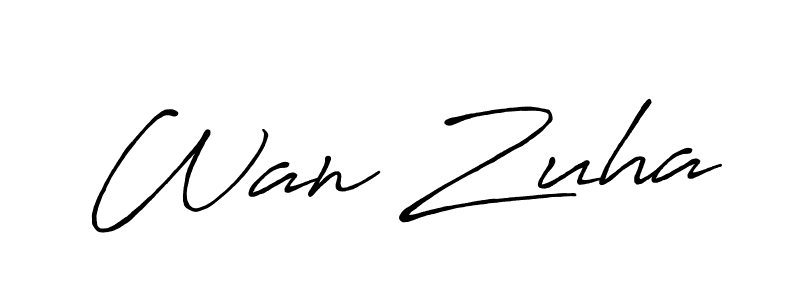 You should practise on your own different ways (Antro_Vectra_Bolder) to write your name (Wan Zuha) in signature. don't let someone else do it for you. Wan Zuha signature style 7 images and pictures png