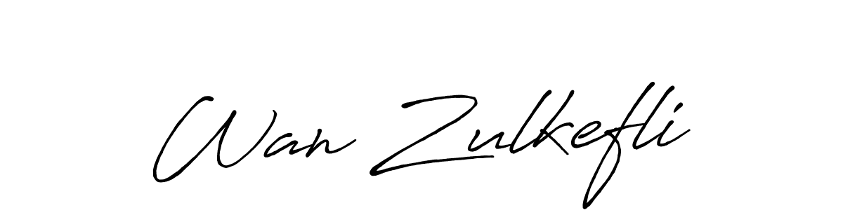 Use a signature maker to create a handwritten signature online. With this signature software, you can design (Antro_Vectra_Bolder) your own signature for name Wan Zulkefli. Wan Zulkefli signature style 7 images and pictures png