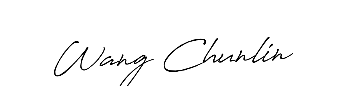 Create a beautiful signature design for name Wang Chunlin. With this signature (Antro_Vectra_Bolder) fonts, you can make a handwritten signature for free. Wang Chunlin signature style 7 images and pictures png