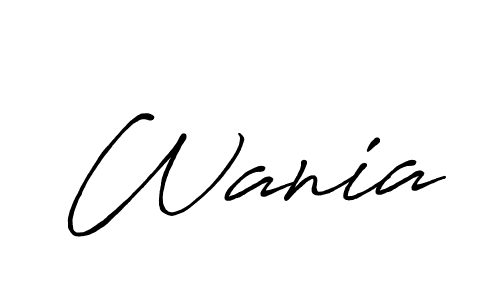 Use a signature maker to create a handwritten signature online. With this signature software, you can design (Antro_Vectra_Bolder) your own signature for name Wania. Wania signature style 7 images and pictures png